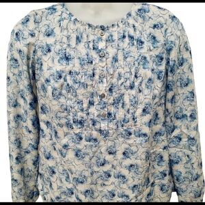 𝅺loft by Ann Taylor Blue & White Flower Blouse PS